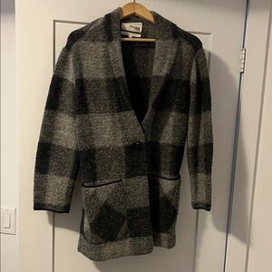Black and Gray Plaid Sweater/Jacket
